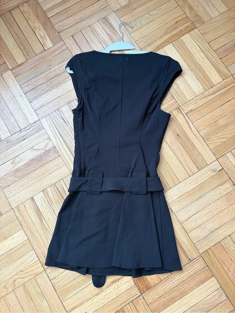 NWT Kimchi Blue Tate Belted Pleated Drop Waist Mini Dress Black Medium - Picture 2 of 10